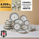 Karaca x Besiktas Licensed Forever Bone 60-Piece Dinnerware Set For 8 Platinum