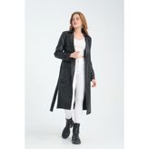 Karalı Konfeksiyon Kısa Deri Trençkot - Siyah - 50