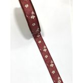 Karantuhafiye Baskılı Kurdele, 25 mm, 10 Metre, Bordo, Çiçek Deseni