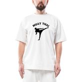 Karate Muay Thai Silhouette Oversize Beyaz Tişört