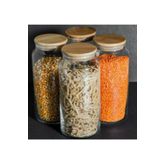 Karçiçeği Home 4'lü Bambu Kapaklı Cam Kavanoz 1440ml