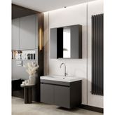 Karen Banyo Arya Banyo Dolabi Seti 80 Cm, Mat Antrasit Çok Renkli
