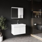 Karen Banyo Deniz Aynalı 80 cm Takım Banyo Dolabı Beyaz