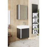 Karen Banyo Kemer 45Cm, Lavabolu, Aynalı, Banyo Dolabı, Mat Antrasit, Lavabo Dahil