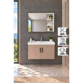 KAREN BANYO Latte 80 Cm, Lavabolu Banyo Dolabı, Lavabo Dahil, Ayna Dahil, Beyaz - Latte