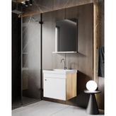Karen Banyo Milano 50 Cm Lavabolu Banyo Dolabı,lavabo Dahil, Ayna Dahil,sonomo Meşe Beyaz