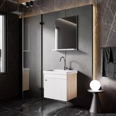 Karen Banyo Milano 50 Cm Lavabolu Banyo Dolabı,Lavabo Dahil, Ayna Dahil,Sonomo Meşe Teşhir
