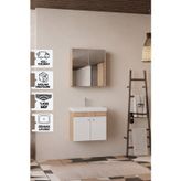 Karen Banyo Milano 60 Cm, Lavabolu Banyo Dolabı Seti, Lavabo Dahil, Ayna Dahil, Sonomo Meşe, Mdf