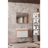 Karen Banyo Milano 80 Cm, Lavabolu Banyo Dolabı Seti, Lavabo Dahil, Ayna Dahil, Sonomo Meşe, Mdf