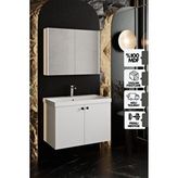 Karen Banyo Mimoza 80 Cm Lavabolu,Aynalı Banyo Dolabı Seti,Mdf Seramik Lavabo Dahil,Beyaz,Mdf