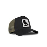 Karga Logolu Haki-Siyah Trucker Şapka