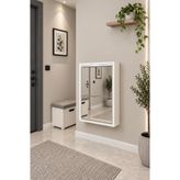 Karlı Home 2 Kapaklı Aynalı /Beyaz Metal Ayakkabılık Şık Tasarım
