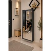 KARLI HOME 4 Kapaklı Aynalı /Antrasit Metal Ayakkabılık Şık Tasarım