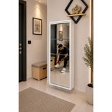 KARLI HOME 4 Kapaklı Aynalı /Beyaz Metal Ayakkabılık Şık Tasarım