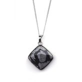 Karlı Obsidyen Doğal Taş Piramit Model Kolye