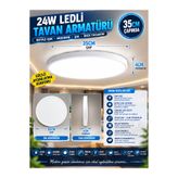 Kartek 35 cm Modern Tavana Sıfır Panel Led Avize 24watt 6500k Buz Beyazı Işık Uzun Ömürlü,İnce Tasarım 24W LED Armatür / Buz Beyazı (6500K) Tasarruflu Tavan Paneli TAVAN ARMATÜRÜ
