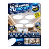 Kartek 5 ADET --35 cm Modern Tavana Sıfır Panel Led Avize 24watt 6500k Buz Beyazı Işık Uzun Ömürlü,İnce Tasarım 24W LED Armatür / Buz Beyazı (6500K) Tasarruflu Tavan Paneli TAVAN ARMATÜRÜ