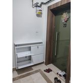 Kaser 2+2 Yatay Raflı Kilitli Metal Ayakkabılık - Beyaz Cam