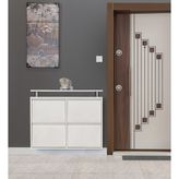 Kaser Beyaz Metal 2+2 Ayakkabılık Modern Tasarım 81 cm Yükseklik 98 cm Genişlik