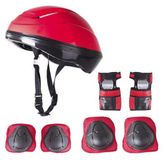 Kask Dizlik Dirseklik Koruyucu Set - Kırmızı