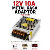 Kasliva 12V 10A Metal Kasa Adaptör Trafo 120W - Şerit LED, LED Tabela, Güvenlik Kamerası ve DVR İçin SMPS Güç Kaynağı