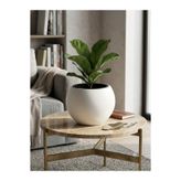 Kastasaksı 29x20 cm iç hazneli plastik beyaz modern dekoratif küre saksi