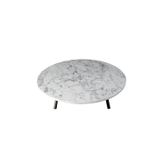Katlanabilir Metal Ayaklı Ahşap Yer Sofrası Tepsi Sini Beyaz Mermer Desen - 100 cm