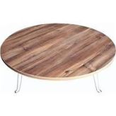 KATLANABİLİR METAL AYAKLI AHŞAP YER SOFRASI TEPSİ SİNİ KAHVERENGİ DESEN 80 CM