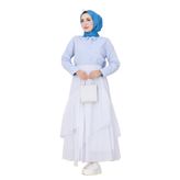 Katlı Botto Vual Etek-Beyaz