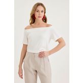 Kayık Yaka Crop Bluz