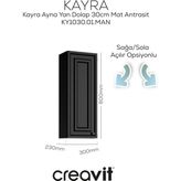 Kayra Ayna Yan Dolabı 30CM Mat Antrasit