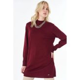 Kayra Balıkçı Yaka Basic Viskon Triko Tunik Koyu Bordo