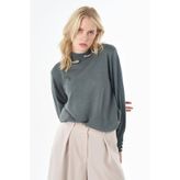 Kayra Balıkçı Yaka Basic Viskon Triko Tunik Küf Yeşili