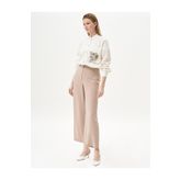 Kayra Basic Geniş Paça Krep Pantolon Bej