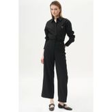 Kayra Basic Geniş Paça Krep Pantolon Siyah