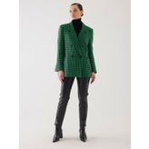 Kazayagi Desen Kruvaze Yesil Oversize Blazer Ceket
