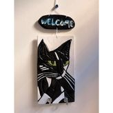 kedi anahtarlık siyah welcome