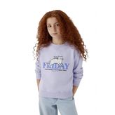 Kedi Baskılı Mor Sweatshirt 7S10210-70523