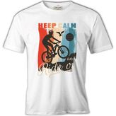 Keep Calm And Ride On Bicycle Beyaz Erkek Tshirt