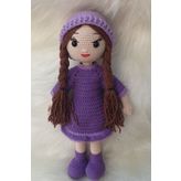 kelebeginruyasihobievi Amigurumi Lila Şapkalı Örgülü Saçlı Kız Bebek