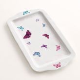 Kelebek Desenli Porselen Servis Tepsisi 30 x 17 cm Roy Butter Tepsi | Parlak Yüzey, Dikdörtgen Form, Çok Renkli Kelebek, Yükseltilmiş Kenar, Çay & Kahve Servisi