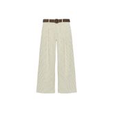 KEMERLİ ÇİZGİLİ GENİŞ PAÇA PANTOLON