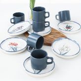 Keramika Anatolian Flowers Stackable 12 Parça 6 Kişilik Çay Seti