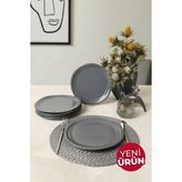 Keramika Mat Gri Bloom Pasta Tabağı 24 cm 6 Adet 959