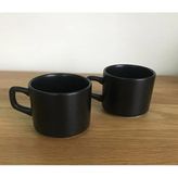 Keramika Siyah 8 cm 2'li Stackable Çay/Nescafe Fincanı