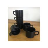 Keramika Siyah Stackable 6'lı 8 cm Çay Fincanı