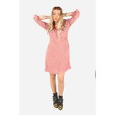 Keten Midi Elbise Pembe