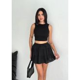Keten Şortlu Etek - Siyah