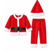 Kidsmadamiko Erkek Çocuk Noel Baba Kostümü Polar Kırmızı 3 Parça Şapkalı Yılbaşı Takımı - 9 - 12 Ay