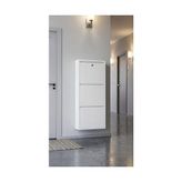 Kilitli Üçlü Metal Ayakkabılık (Yedek Anahtarlı) (Beyaz) - 010 - Beyaz